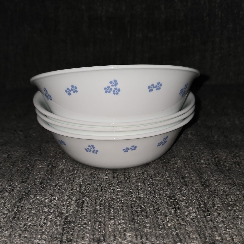 White Bowls with Blue Floral Pattern